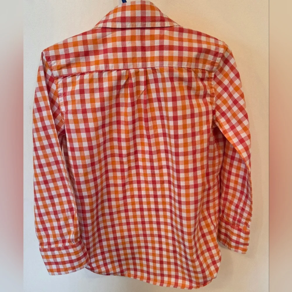 Gap Kids Orange Check Long Sleeve Shirt Size XS (4-5) Boys 100% Cotton